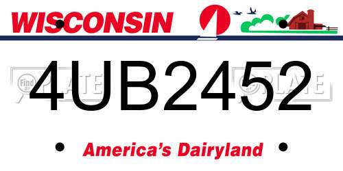 4UB2452 Wisconsin License Plate