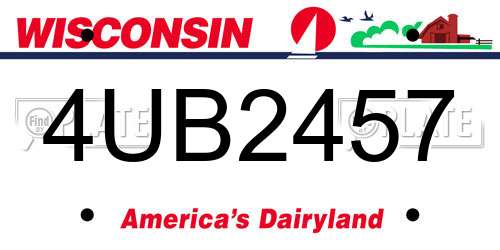 4UB2457 Wisconsin License Plate