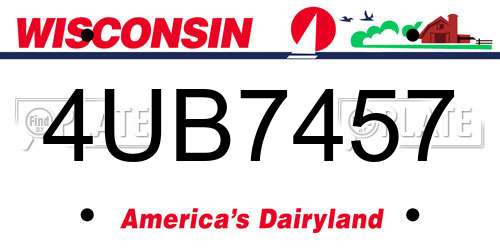 4UB7457 Wisconsin License Plate