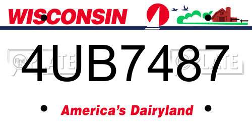 4UB7487 Wisconsin License Plate
