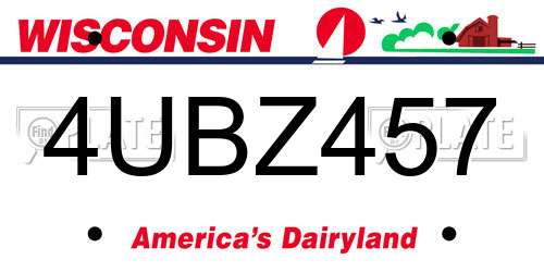 4UBZ457 Wisconsin License Plate