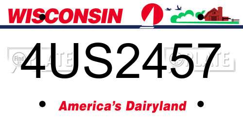 4US2457 Wisconsin License Plate