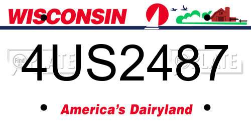 4US2487 Wisconsin License Plate