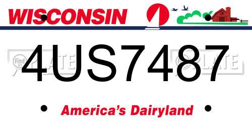 4US7487 Wisconsin License Plate