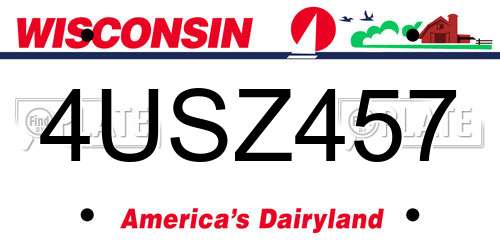 4USZ457 Wisconsin License Plate