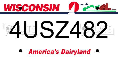 4USZ482 Wisconsin License Plate