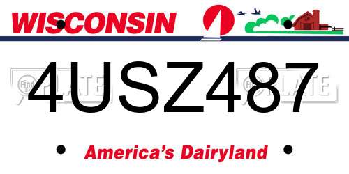 4USZ487 Wisconsin License Plate