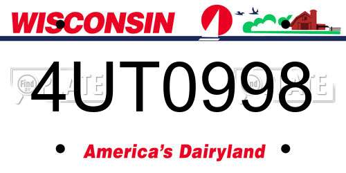 4UT0998 Wisconsin License Plate