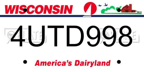 4UTD998 Wisconsin License Plate