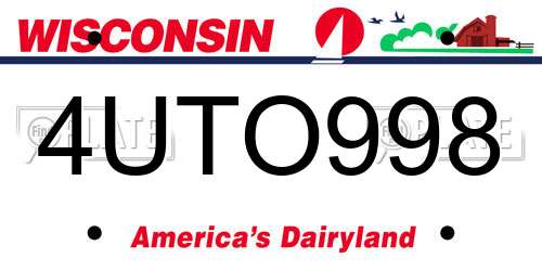 4UTO998 Wisconsin License Plate