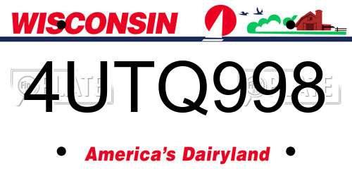 4UTQ998 Wisconsin License Plate