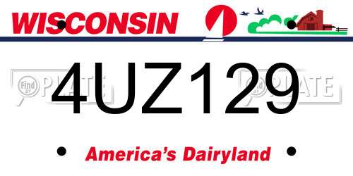 4UZ129 Wisconsin License Plate