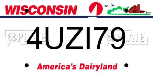 4UZI79 Wisconsin License Plate