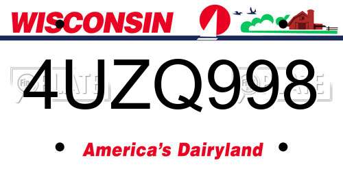 4UZQ998 Wisconsin License Plate