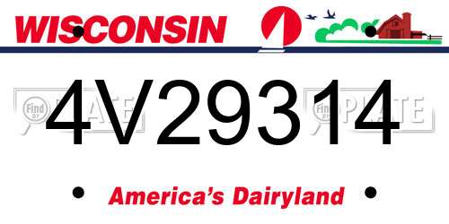 4V29314 Wisconsin License Plate