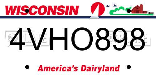 4VHO898 Wisconsin License Plate