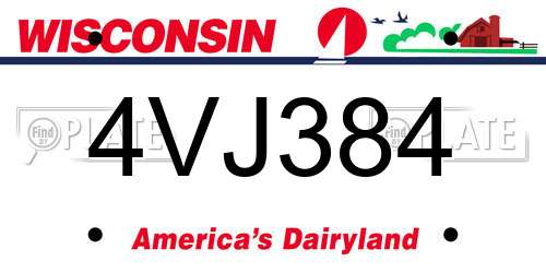 4VJ384 Wisconsin License Plate