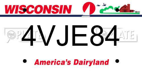 4VJE84 Wisconsin License Plate
