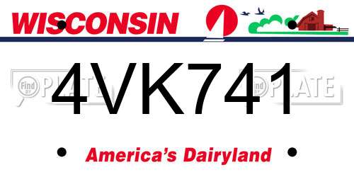 4VK741 Wisconsin License Plate