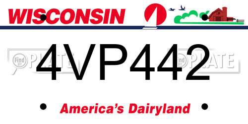 4VP442 Wisconsin License Plate