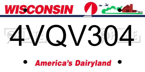 4VQV304 Wisconsin License Plate