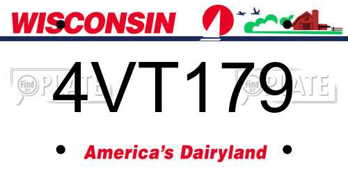 4VT179 Wisconsin License Plate