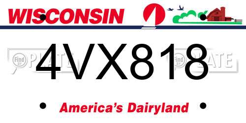 4VX818 Wisconsin License Plate