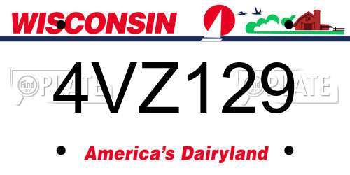 4VZ129 Wisconsin License Plate