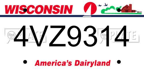 4VZ9314 Wisconsin License Plate