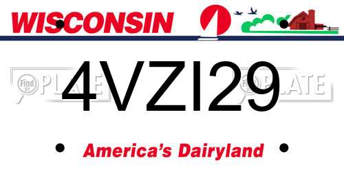 4VZI29 Wisconsin License Plate