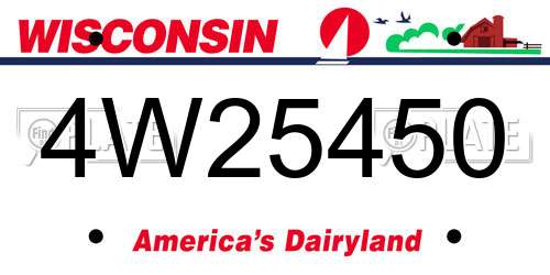 4W25450 Wisconsin License Plate