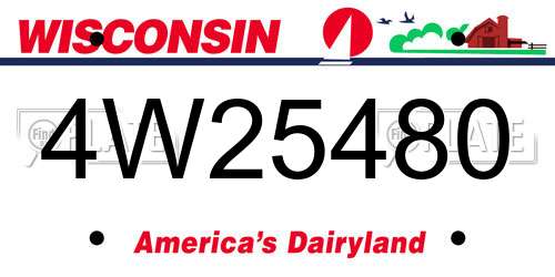4W25480 Wisconsin License Plate