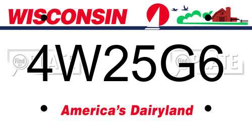 4W25G6 Wisconsin License Plate
