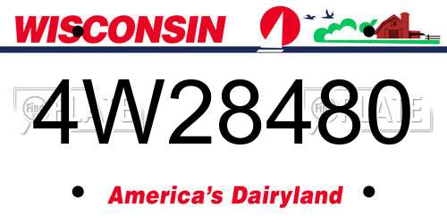 4W28480 Wisconsin License Plate
