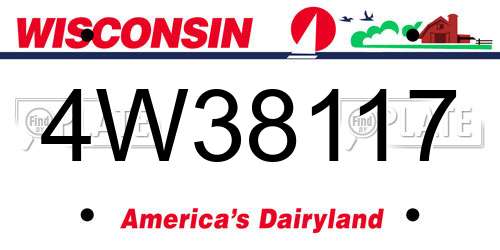 4W38117 Wisconsin License Plate