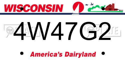 4W47G2 Wisconsin License Plate