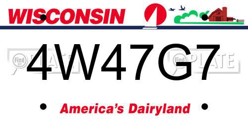 4W47G7 Wisconsin License Plate