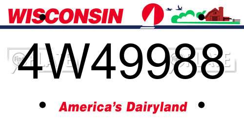 4W49988 Wisconsin License Plate