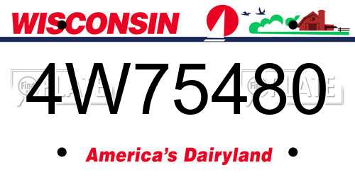 4W75480 Wisconsin License Plate