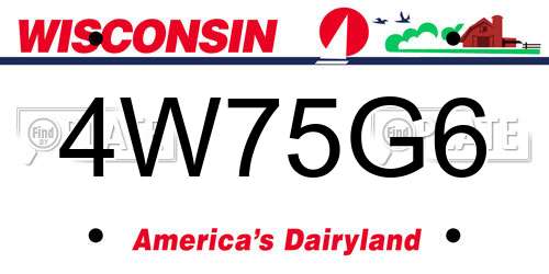 4W75G6 Wisconsin License Plate