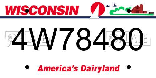 4W78480 Wisconsin License Plate