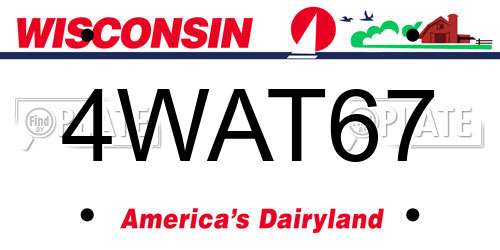 4WAT67 Wisconsin License Plate