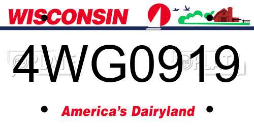 4WG0919 Wisconsin License Plate