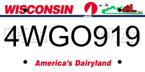 4WGO919 Wisconsin License Plate