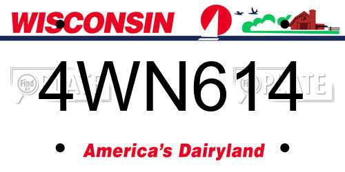 4WN614 Wisconsin License Plate