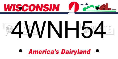 4WNH54 Wisconsin License Plate