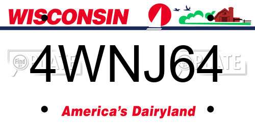 4WNJ64 Wisconsin License Plate