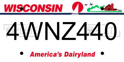 4WNZ440 Wisconsin License Plate