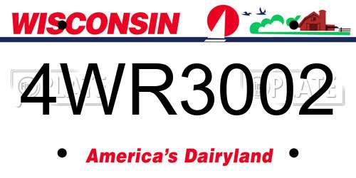 4WR3002 Wisconsin License Plate