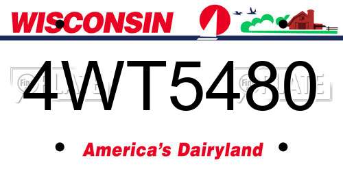 4WT5480 Wisconsin License Plate